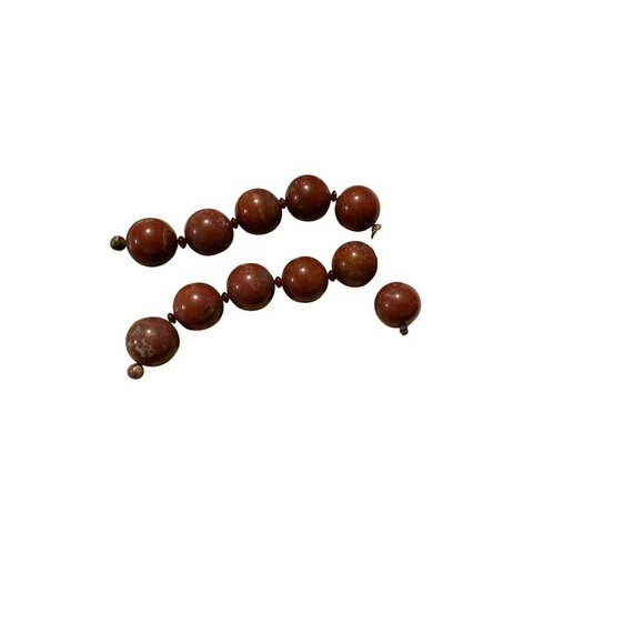 Red Jasper & Rhyolite Beaded Necklace With Silver Clasp - Picture 14 of 14